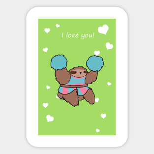 "I Love You" Cheerleader Sloth Sticker